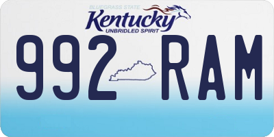 KY license plate 992RAM