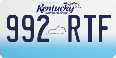 KY license plate 992RTF