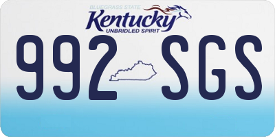 KY license plate 992SGS