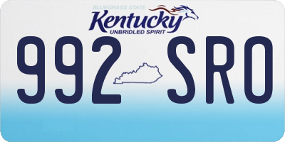 KY license plate 992SRO