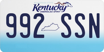 KY license plate 992SSN