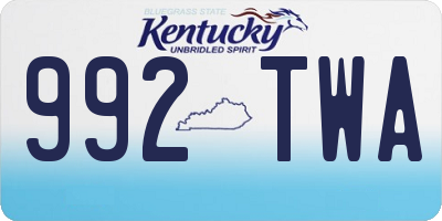 KY license plate 992TWA