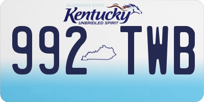 KY license plate 992TWB