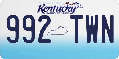 KY license plate 992TWN