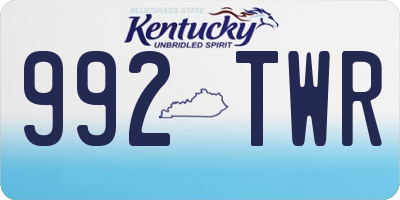 KY license plate 992TWR