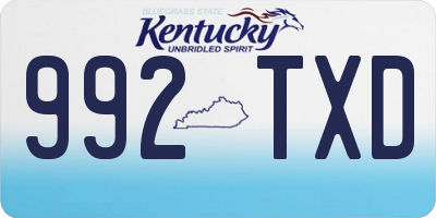 KY license plate 992TXD
