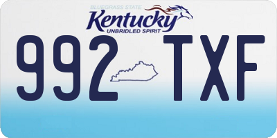 KY license plate 992TXF