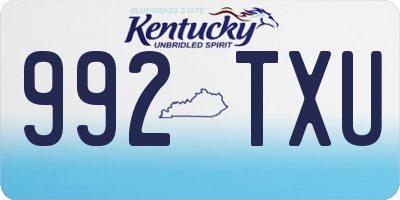 KY license plate 992TXU