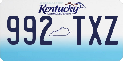 KY license plate 992TXZ