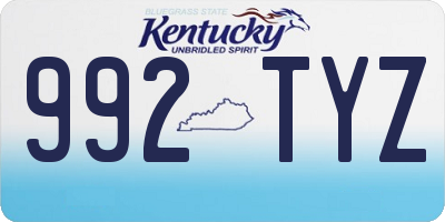 KY license plate 992TYZ