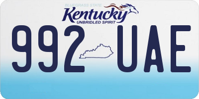 KY license plate 992UAE