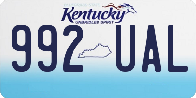 KY license plate 992UAL