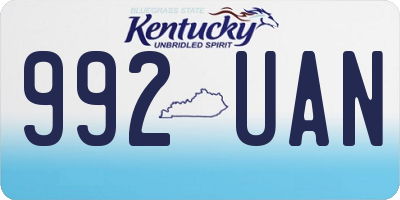 KY license plate 992UAN