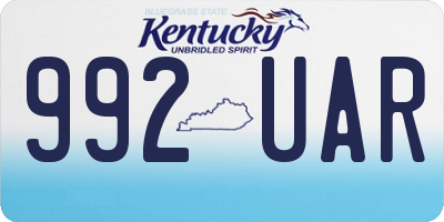 KY license plate 992UAR