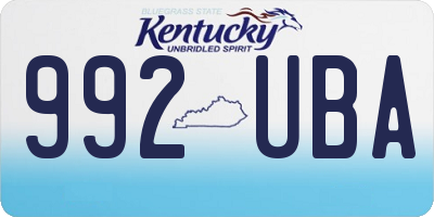 KY license plate 992UBA