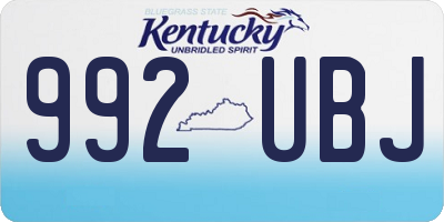KY license plate 992UBJ
