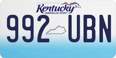 KY license plate 992UBN