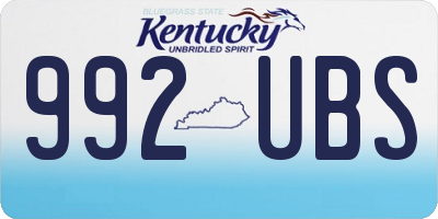 KY license plate 992UBS