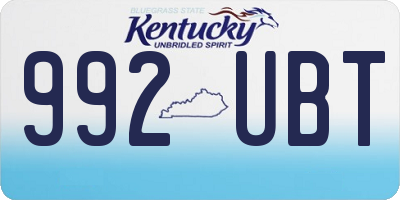 KY license plate 992UBT