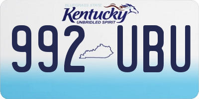 KY license plate 992UBU