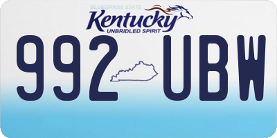 KY license plate 992UBW