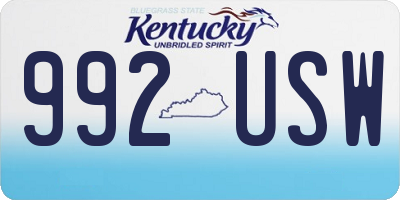 KY license plate 992USW