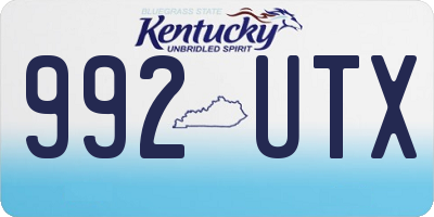 KY license plate 992UTX