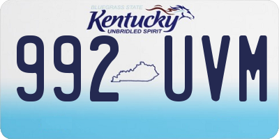KY license plate 992UVM