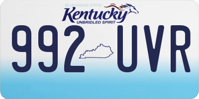KY license plate 992UVR