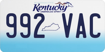 KY license plate 992VAC