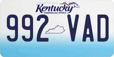KY license plate 992VAD