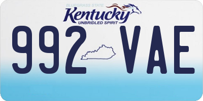 KY license plate 992VAE