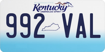 KY license plate 992VAL