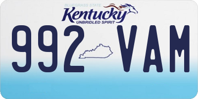 KY license plate 992VAM