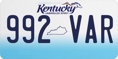 KY license plate 992VAR