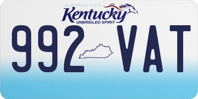 KY license plate 992VAT