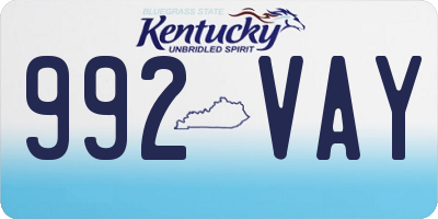 KY license plate 992VAY