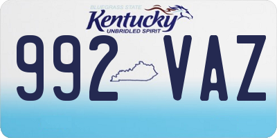 KY license plate 992VAZ