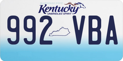 KY license plate 992VBA