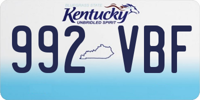 KY license plate 992VBF