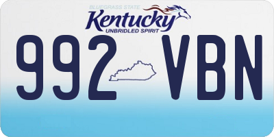 KY license plate 992VBN
