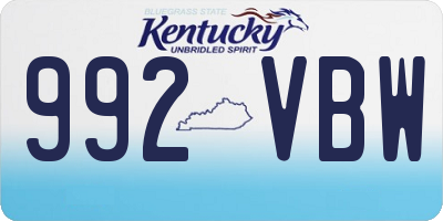 KY license plate 992VBW