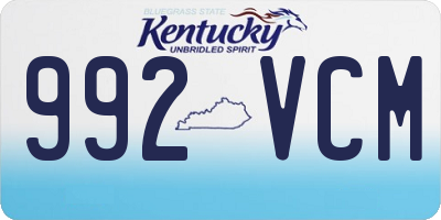 KY license plate 992VCM