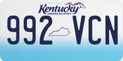 KY license plate 992VCN
