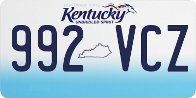 KY license plate 992VCZ