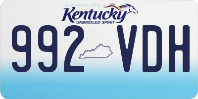 KY license plate 992VDH