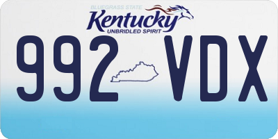 KY license plate 992VDX