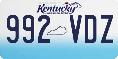 KY license plate 992VDZ
