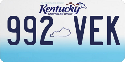KY license plate 992VEK