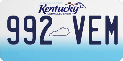 KY license plate 992VEM